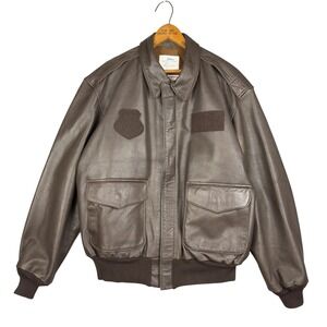 Vtg 90s Avirex A-2 Flight Jacket Men's 46R XL Brown Leather USAF DSCP Bomber